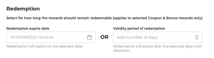 Rewards expiration configuration