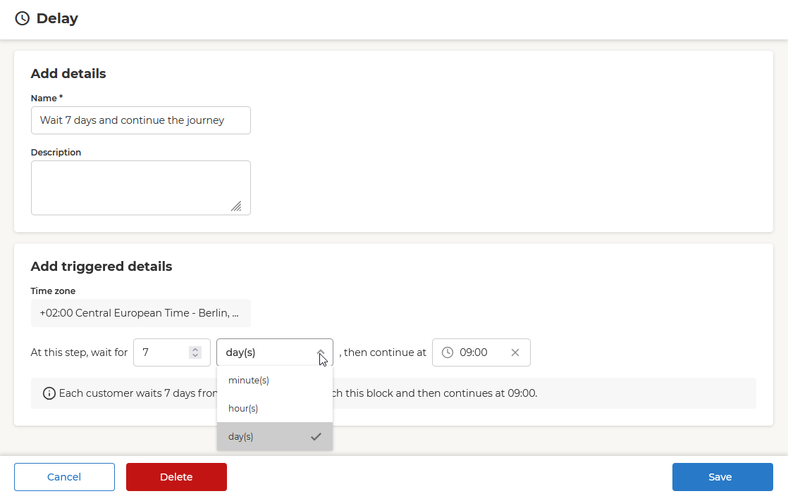 Choosing when customers continue in a journey