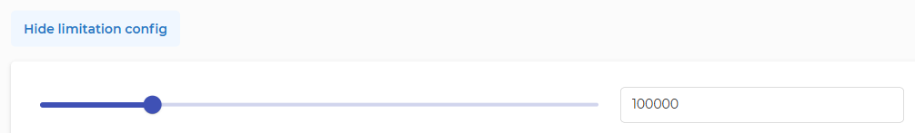 Limitation config with a slider and value field limiting the segment to 100,000 members
